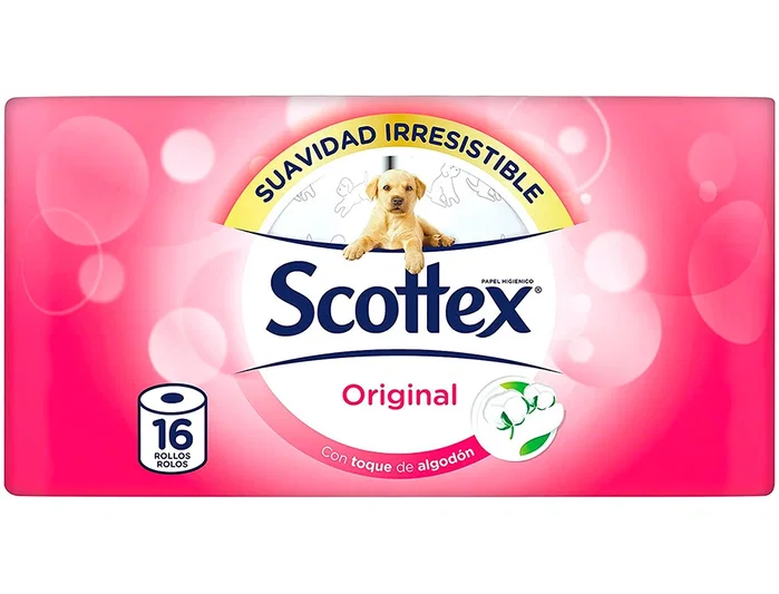 Scottex Original Papel Higiénico Doble Capa, 16 Rollos