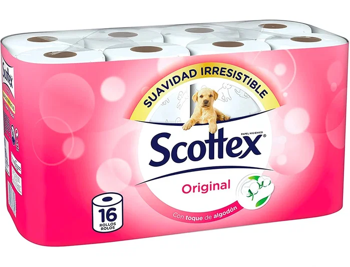 Scottex Original Papel Higiénico Doble Capa, 16 Rollos