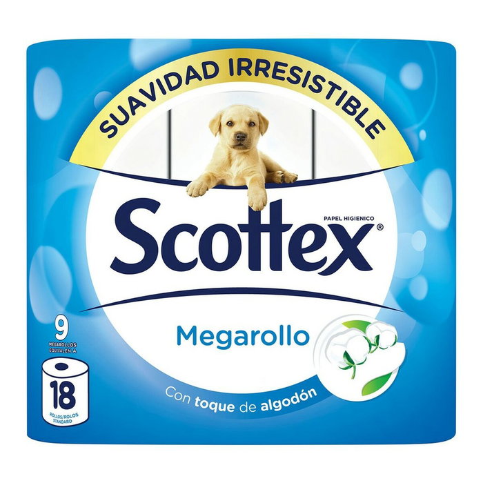 Scottex Megarrollo Papel Higiénico Doble Largo, 2 Capas, 9 Rollos Scottex Megarrollo Papel Higiénico Doble Largo, 2 Capas, 9 Rollos