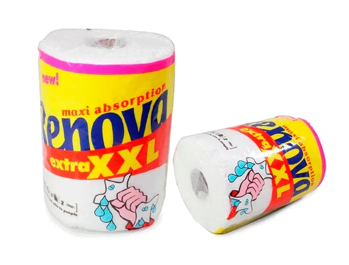 Renova Papel de Cocina XXL Maxi Ultra Absorbente, 2 Capas, Rollo 28.8 m, Gramaje 42 g/m², Precorte Media Hoja Renova Papel de Cocina XXL Maxi Ultra Absorbente, 2 Capas, Rollo 28.8 m, Gramaje 42 g/m², Precorte Media Hoja