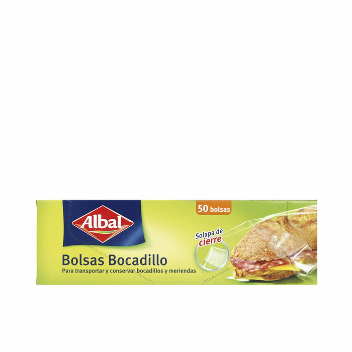 Albal Bolsas para bocadillo con solapa de cierre, 50 unidades