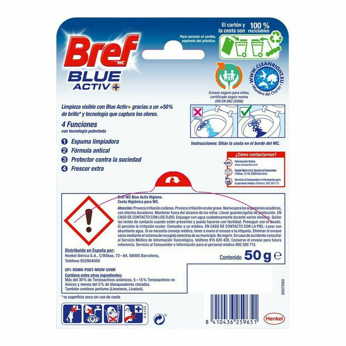 Ambientador de inodoro Bref Blue Activ Aqua Colgador 125 ml Ambientador de inodoro Bref Blue Activ Aqua Colgador 125 ml