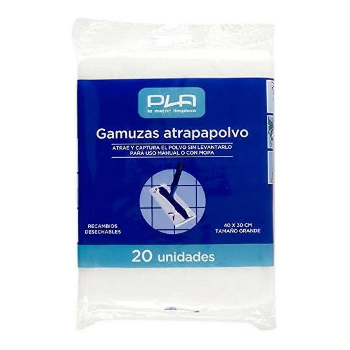 Pla Recambio mopa atrapapolvo desechable grande 40x30 cm, bolsa de 20 unidades
