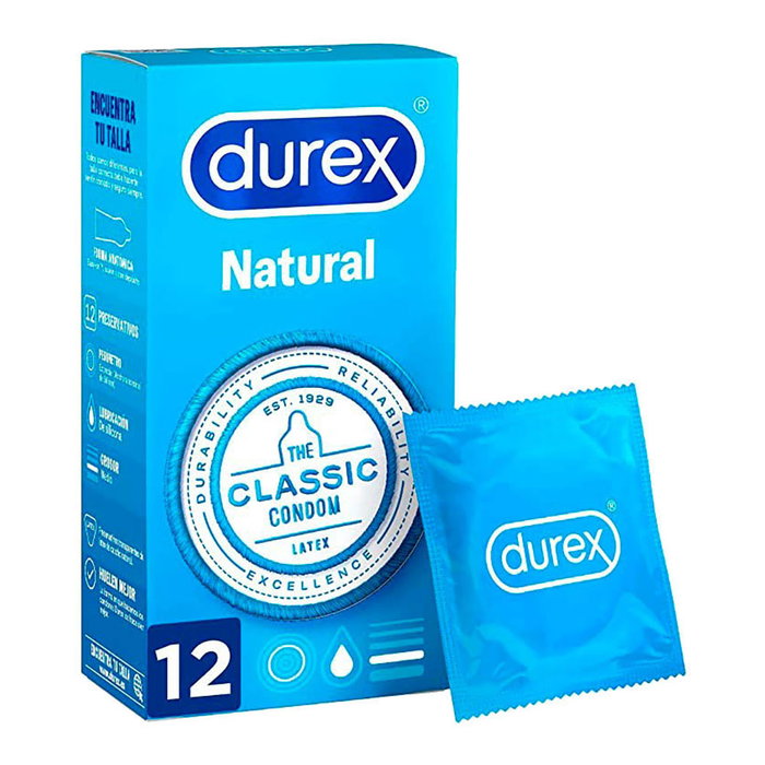 Durex Natural Preservativos de Látex de Caucho Natural, 12 Unidades Durex Natural Preservativos de Látex de Caucho Natural, 12 Unidades