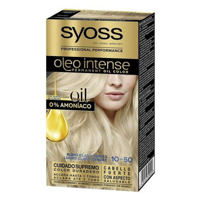 Syoss Oleo Intense Tinte sin Amoniaco 10.50 - Rubio Claro Ceniza (5 pz) manificas de coloración intensa