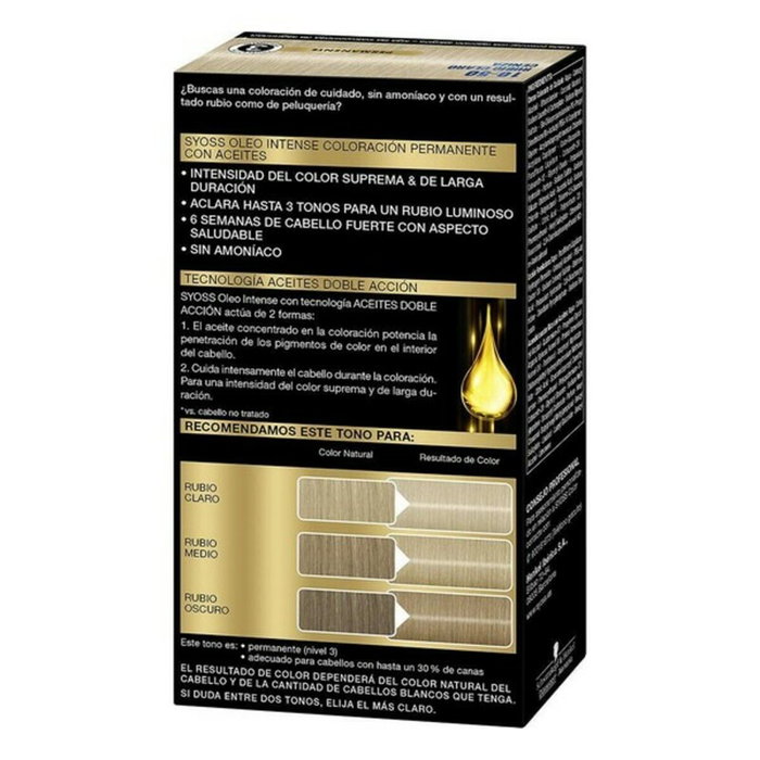 Syoss Oleo Intense Tinte sin Amoniaco 10.50 - Rubio Claro Ceniza (5 pz) manificas de coloración intensa