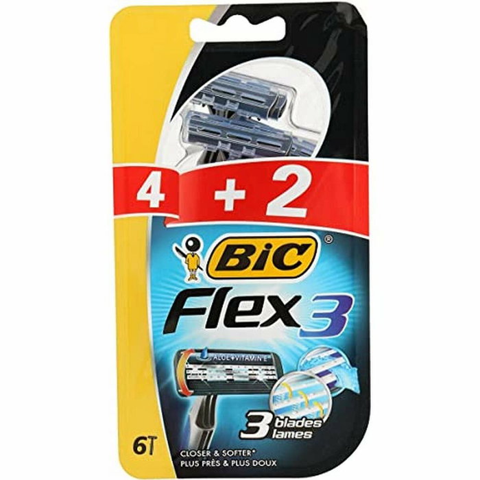 Bic Flex 3 Classic Maquinilla de afeitar, Pack de 6 unidades