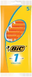 Bic Maquinilla de Afeitar BIC Sensitive 1 Naranja, 1 Cuchilla, para Piel Sensible, Uso Mojado/Seco, 5 Unidades