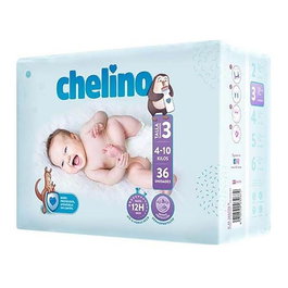 Chelino Pañal Talla 3 (4-10 kg) Ergonomico con Bandas Elásticas Anti-Fugas 36 uds