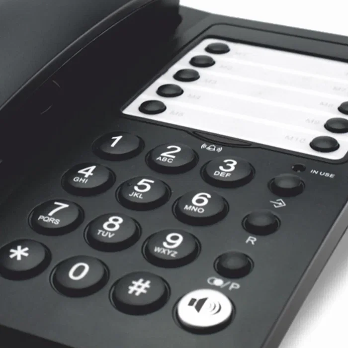 Haeger HG-1020 Teléfono Analógico para Escritorio o Pared con Conexión por Cable, Altavoz, Bloqueo de Llamadas y Remarcado, Color Negro