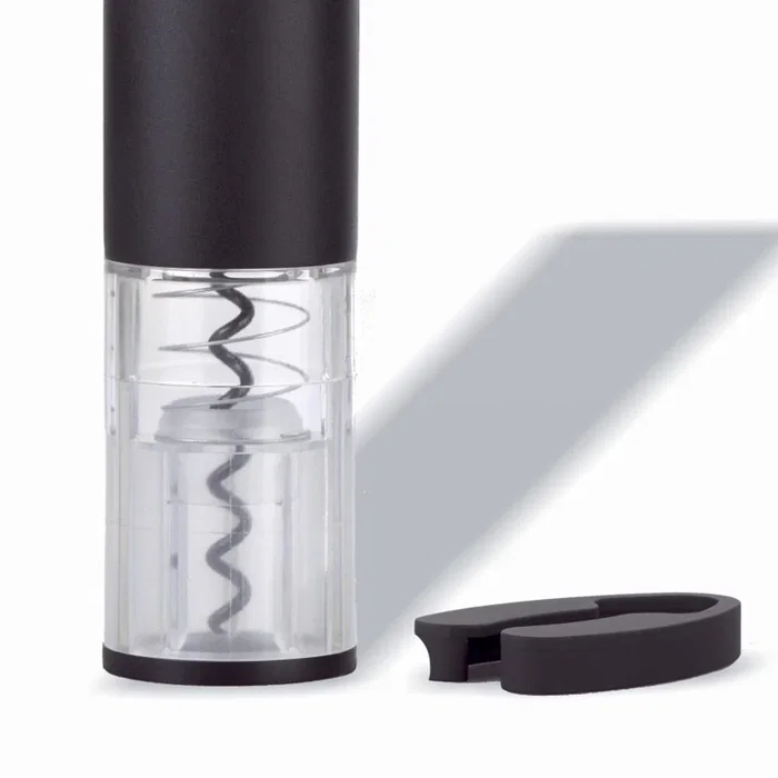 Haeger WO-0BB.001A Sacacorchos eléctrico Abridor de Vino Automático, Color Negro y Transparente, con Cortacápsulas