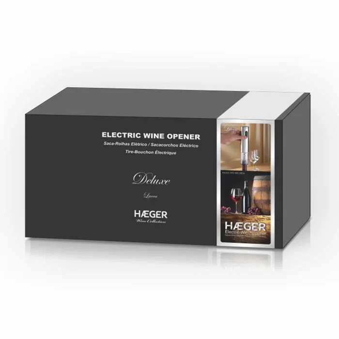 Haeger LUCCA Abridor de vino eléctrico metálico, acero inoxidable, WO-OSC.005A