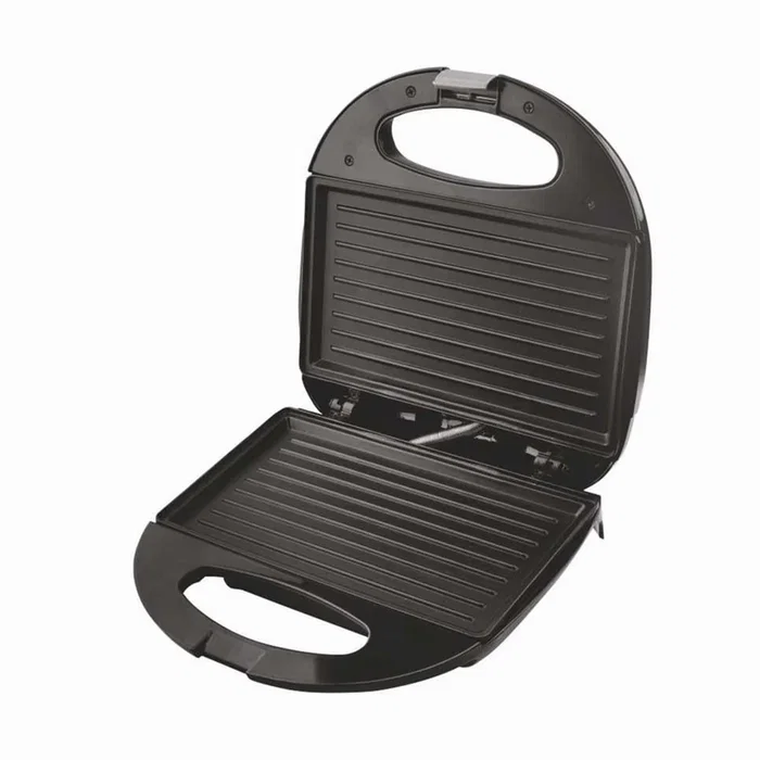 Haeger SM-75G.007A Sandwichera y Plancha 750 W, con Luz Indicadora, Placas Antiadherentes y Apagado Automático, Color Blanco