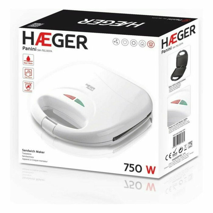 Sandwichera Haeger SM-75G.007A Blanco 750 W Sandwichera Haeger SM-75G.007A Blanco 750 W