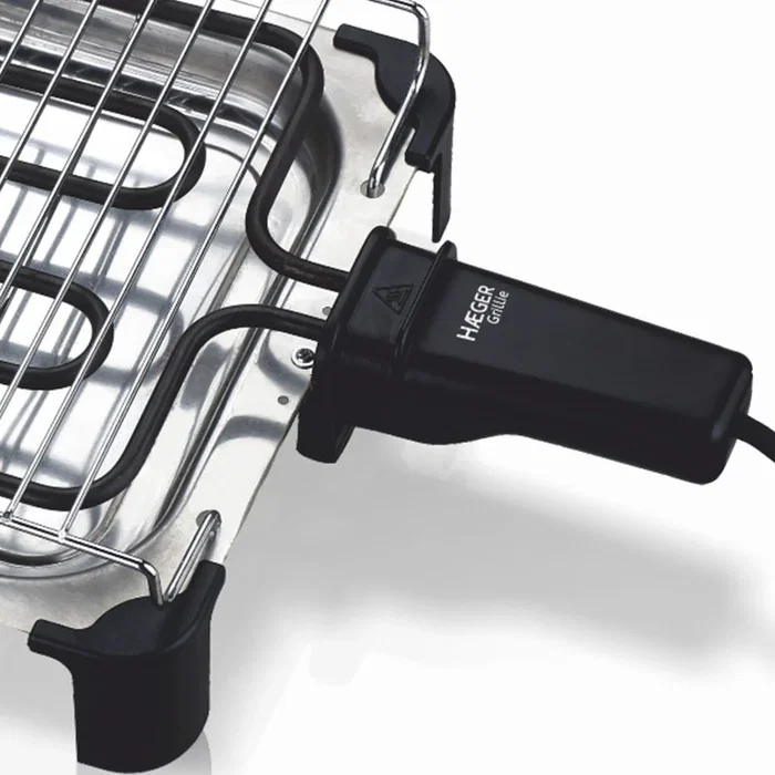 Haeger Grillie Parrilla Eléctrica Independiente 2000 W Acero Inoxidable, 1 Zona de Cocción, Fácil de Limpiar