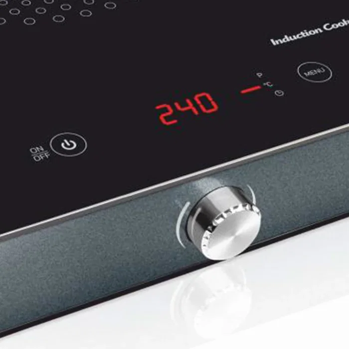 Haeger HP-IND.002A - Placa de Inducción de Encimera Portátil, 1 Zona, 2000W, 10 Niveles, Negro/Gris, Temporizador 180min, Control Táctil
