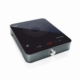 Haeger HP-IND.002A - Placa de Inducción de Encimera Portátil, 1 Zona, 2000W, 10 Niveles, Negro/Gris, Temporizador 180min, Control Táctil