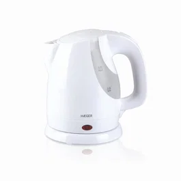 Haeger EK-13W.006B Tetera Eléctrica 0.9L 1300W Blanca, Sin Cables, Base 360°, Apagado Automático, Filtro Antical, Indicador de Agua, Protección Sobrecarga