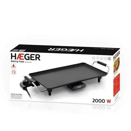 PLANCHA ELÉCTRICA PARA ASAR HAEGER BAKING PLATE - 2000W - 460*260MM - GRILL ELÉCTRICO - BANDEJA DE RESIDUOS - 5 NIVELES DE TEMPERATURA