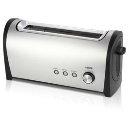 TOSTADOR DE PAN HAEGER DESAYUNO 1000W - 1 RANURA LARGA - 6 POSICIONES TOSTADO - FUNC. RECALENTADO/ DESCONGELADO - EXTERIOR ACERO INOX
