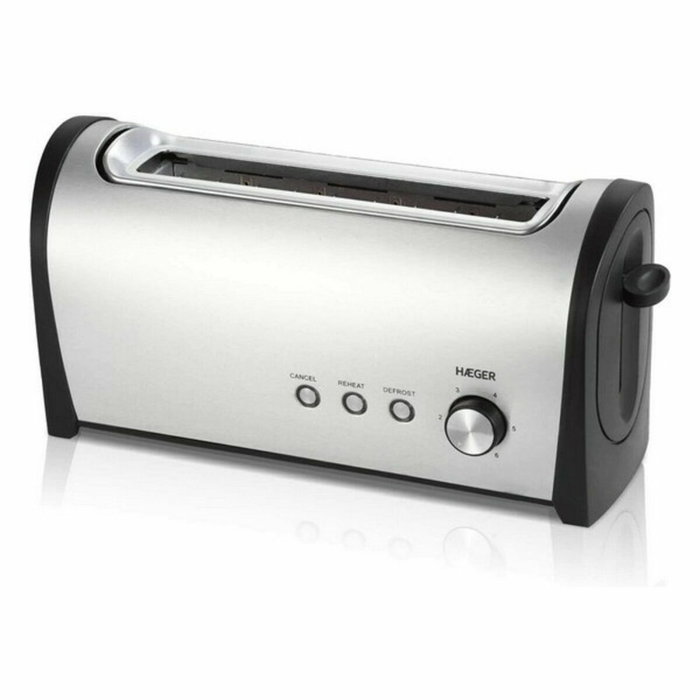 Haeger Tostador de Pan Desayuno 1000W con Ranura Larga y Acero Inoxidable