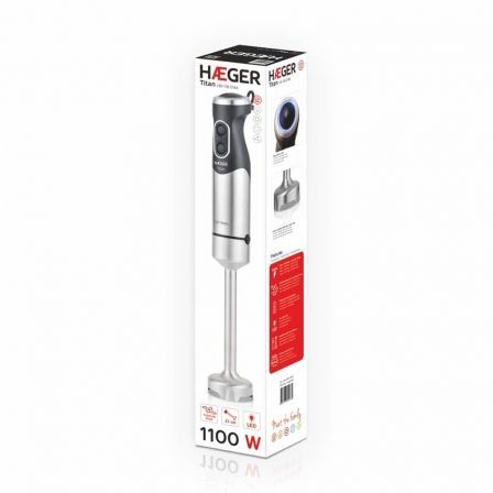 Haeger Batidora Titanio 1100W 2 Velocidades Turbo Eje Desmontable Acero Inoxidable Cuchilla 5.4cm