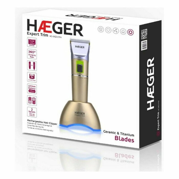 Haeger Expert Trim Cortapelos sin cables con láminas de cerámica y titanio Haeger Expert Trim Cortapelos sin cables con láminas de cerámica y titanio