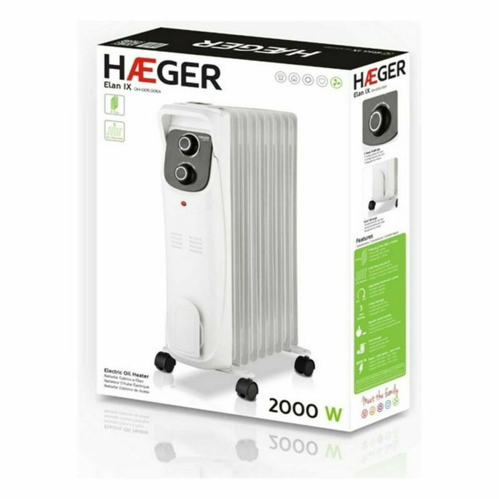 Radiador de Aceite (9 cuerpos) Haeger OH-009.006A 2000 W Blanco Radiador de Aceite (9 cuerpos) Haeger OH-009.006A 2000 W Blanco