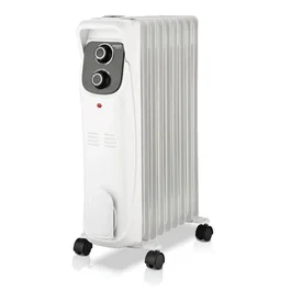 Haeger OH-009.006A Radiador de Aceite Eléctrico 2000W, 9 Elementos, 3 Modos de Calor, Negro y Blanco, con Ruedas y Termostato