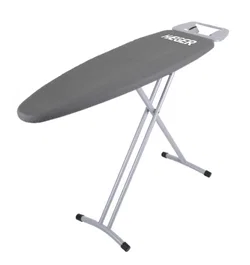 Haeger IB-SIM.002A Tabla de Planchar, Gris, Acero Inoxidable, Tamaño Completo 116x35 cm, Altura Ajustable hasta 90 cm, Plegable, con Funda de Algodón/Espuma