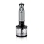 Haeger HB-10C.019A Batidora de Inmersión 1000W con Picadora - 2 Velocidades, Turbo, Eje de Acero Inoxidable y Cuchillas de Titanio - Negro, Acero Inoxidable, Transparente