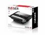 Haeger GR-200.014A Parrilla eléctrica de contacto - 2000W, 300x270 mm, Negro/Acero, capa antiadherente, termostato