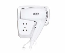 Haeger HD-120.006A Secador de Pelo 1200 W Blanco con Anilla para Colgar, para Uso Profesional/Hotel