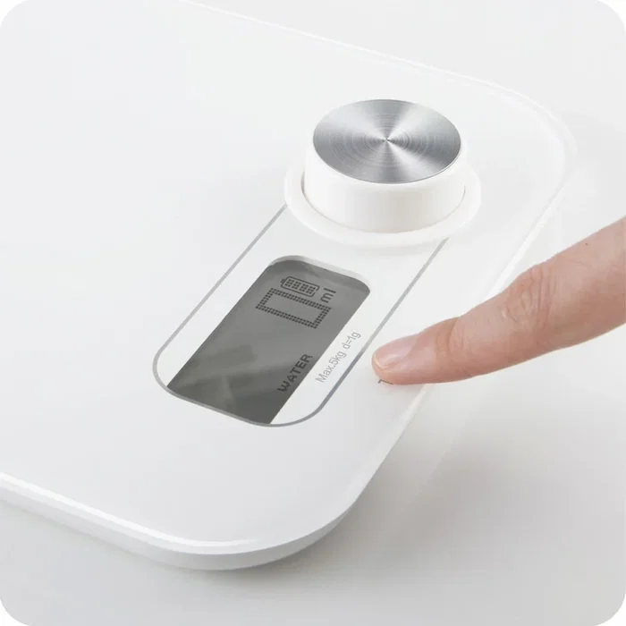 Haeger KS-DIG.008A Báscula Electrónica de Cocina Digital, 5 kg Capacidad, Precisión 1 g, Blanco, Forma Plaza, con Tara y Apagado Automático