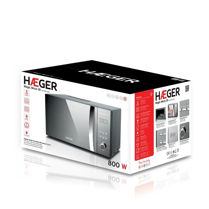 Haeger MW-80B.008A Microondas de Encimera 26 L Plata Haeger MW-80B.008A Microondas de Encimera 26 L Plata