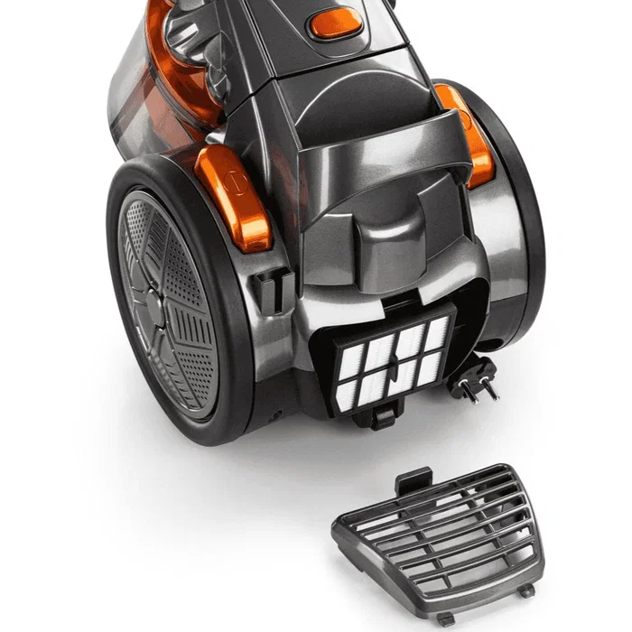 Haeger VC-70C.042A Aspiradora Cilíndrica Sin Bolsa 700W 3L Filtro HEPA, Ciclónica, para Suelo Duro y Alfombra, Color Negro y Naranja