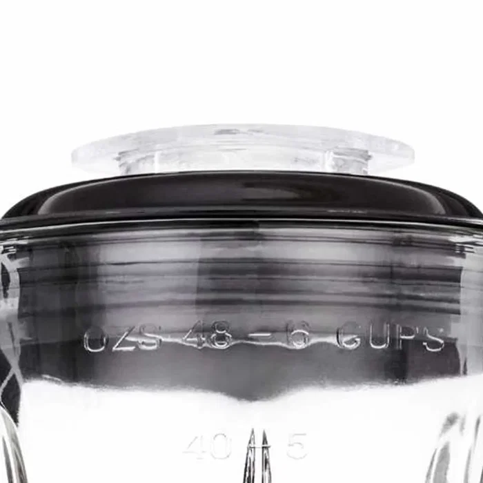 Haeger LQ-600.007A Batidora de vaso 1.5L 600W, 2 velocidades con función picahielos, color Negro, Acero inoxidable y Transparente