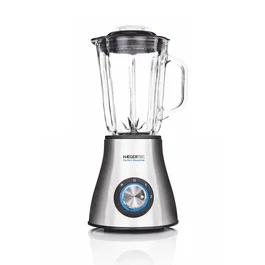 Haeger LQ-600.007A Batidora de vaso 1.5L 600W, 2 velocidades con función picahielos, color Negro, Acero inoxidable y Transparente