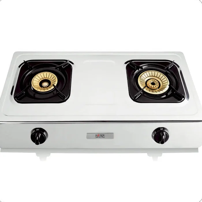 Haeger Safine Plus Hornillo de Combustible Líquido, 2 Zonas, Blanco, Acero Inoxidable, Encendido Piezo, Gas Natural