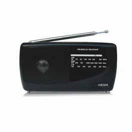 Haeger PR-TRI.002A Radio Portátil AM/FM/LW/MW, Banda FM 88-108 MHz, AM 530-1600, LW 140-280 kHz, Negro, Con Altavoces y Salida para Auriculares 3.5 mm
