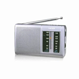 Haeger PR-BIB.001A Radio Portátil Digital Plata con Sintonizador AM/FM (88-108 MHz, 530-1600) y Entrada de Auriculares 3.5 mm