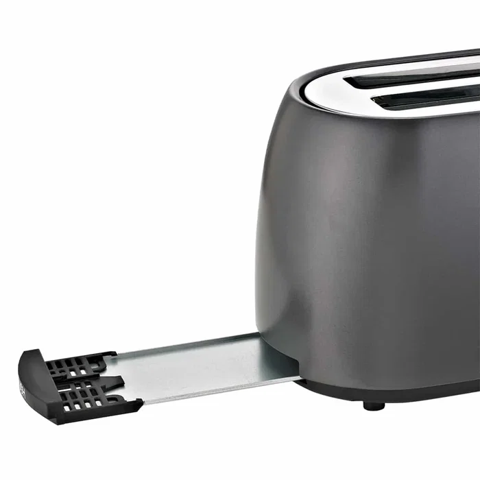 Haeger TO-14D.013A Tostadora Future Plus 1400W 2 Ranuras Negro - Acero Inoxidable, 6 Niveles Tostado, Función Recalentar y Descongelar, Bandeja Extraíble