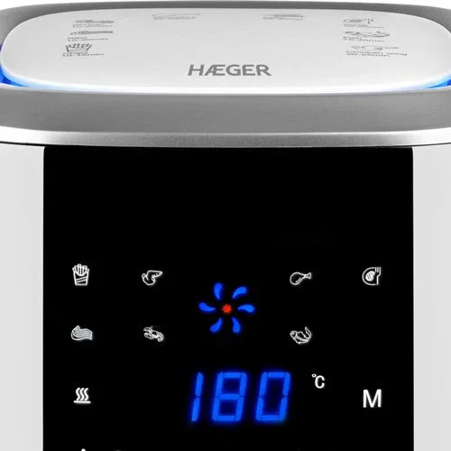 Haeger AF-D22.001A Freidora de Aire Caliente Digital, 8 Programas, 2.2L, 1000W, Blanco