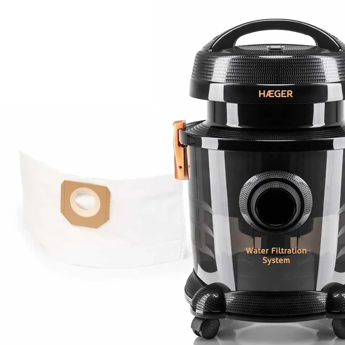 Haeger VC-12W.044A Aspiradora de Tambor Seca y Húmeda 1200 W, 7 L, Negro y Cobre
