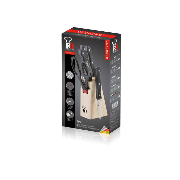 Juego de Cuchillos de Cocina y Soporte Renberg Bonn Acero Inoxidable (6 pcs)