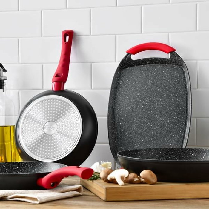 San Ignacio Wok de aluminio forjado para inducción Ø26 cm, Negro + marmolado