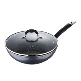 Masterpro Wok aluminio forjado Home edition con tapa Ø28 x 8 cm BGMP-3289-BK para Inducción, Gas, Vitrocerámica, Halógeno