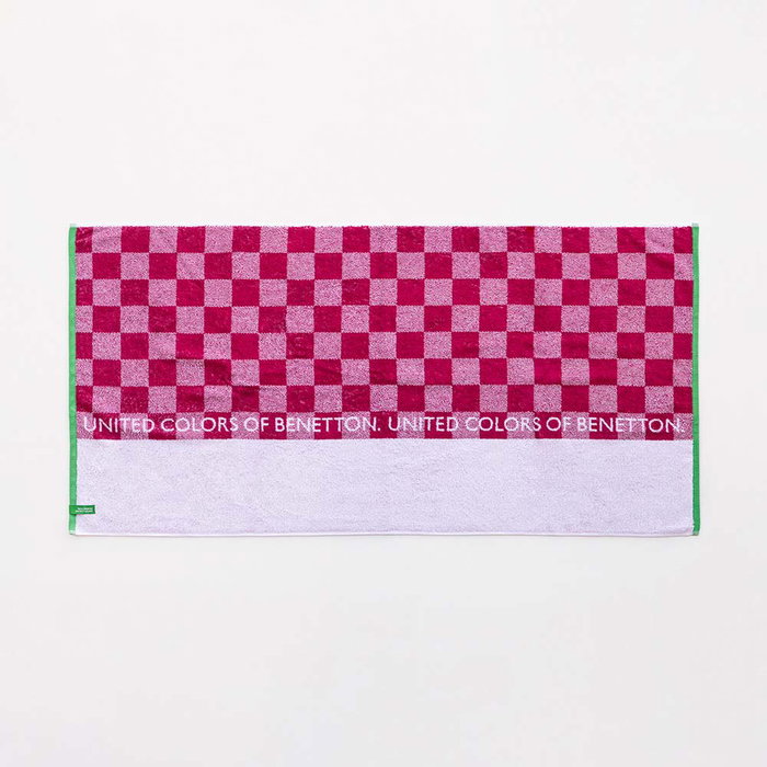 Toalla de Playa Benetton Squares Rosa (70 x 140 cm)
