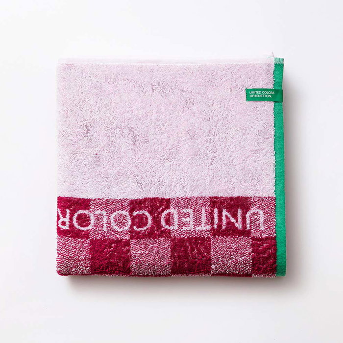 Toalla de Playa Benetton Squares Rosa (70 x 140 cm)
