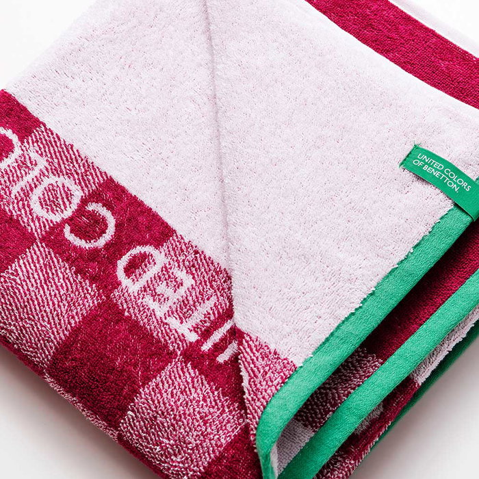 Toalla de Playa Benetton Squares Rosa (70 x 140 cm)